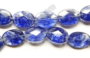 Faceted Oval  -  020 Dark Blue Rutilate Qtz  16"