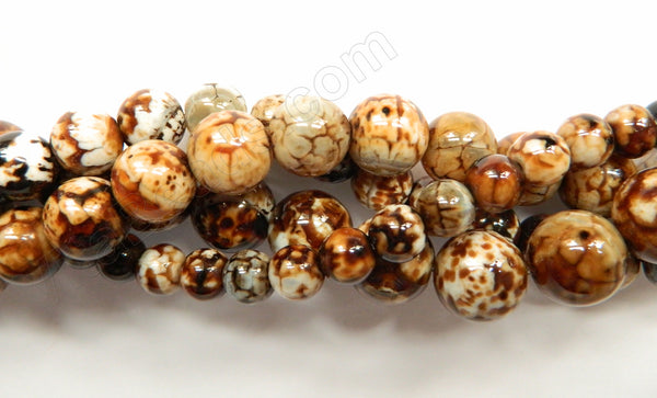 Coffee Fire Agate  -  Smooth Round Beads  16"