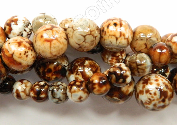 Coffee Fire Agate  -  Smooth Round Beads  16"