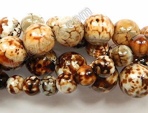 Coffee Fire Agate  -  Smooth Round Beads  16"