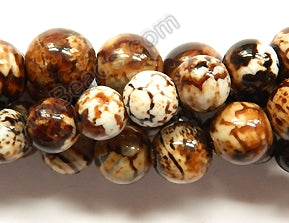 Coffee Fire Agate  -  Smooth Round Beads  16"