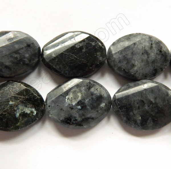 Larvikite  -  Twist Faceted Ovals  16"