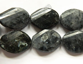 Larvikite  -  Twist Faceted Ovals  16"