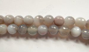 Light Lavender Grey Botswana Agate  -  Faceted Round