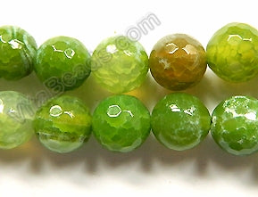 Bright Olive Fire Agate  -  Faceted Round  16"