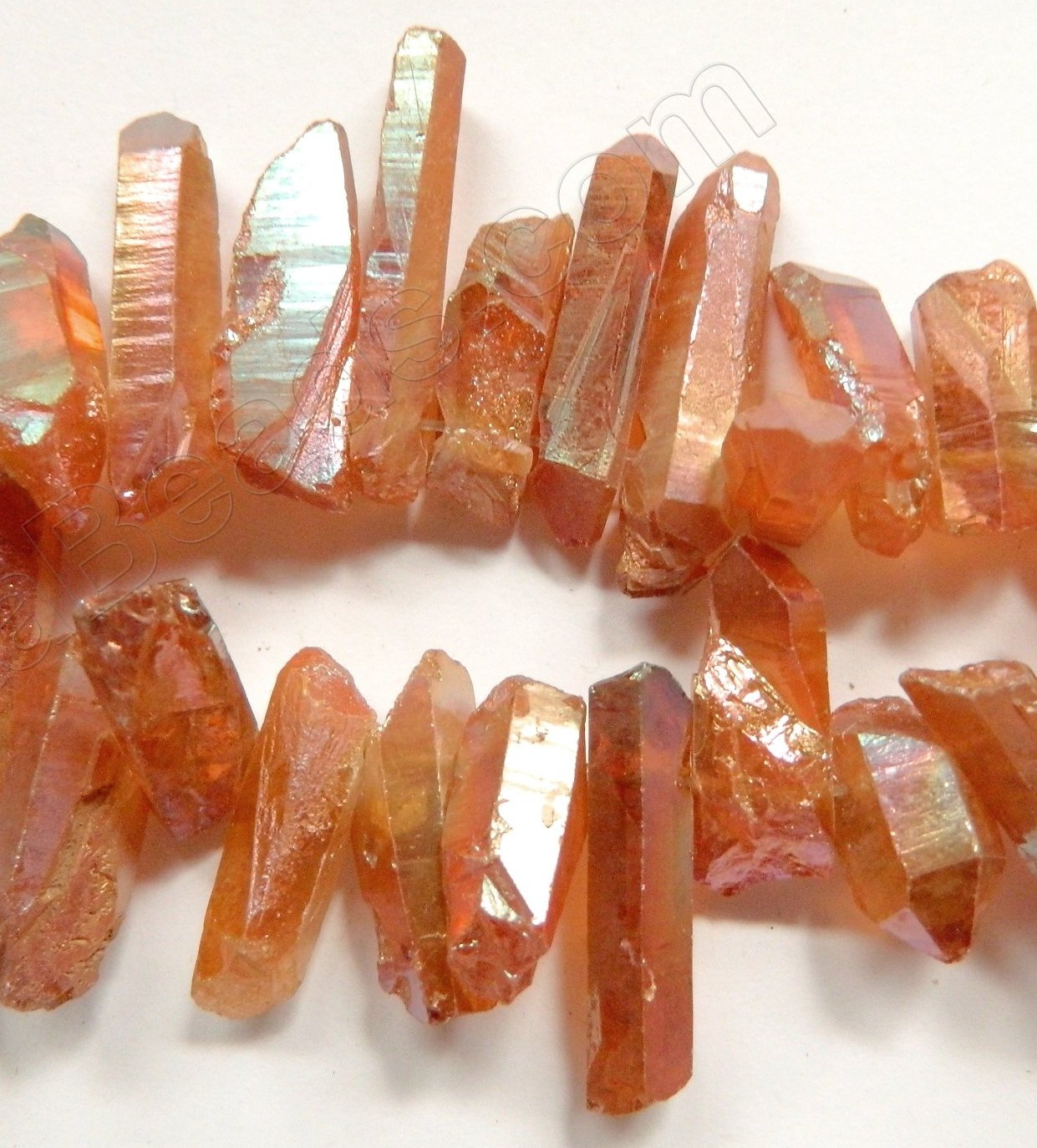 Peach Natural Crystal AB Coated   -  Rough Sticks 8"