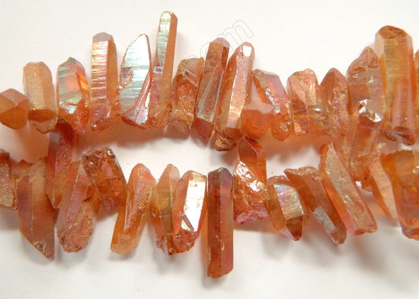 Peach Natural Crystal AB Coated   -  Rough Sticks 8"