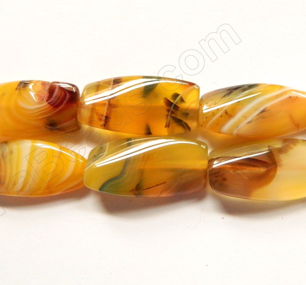 Yellow Autumn Agate AA  -  Twisted Long Rectangles  16"