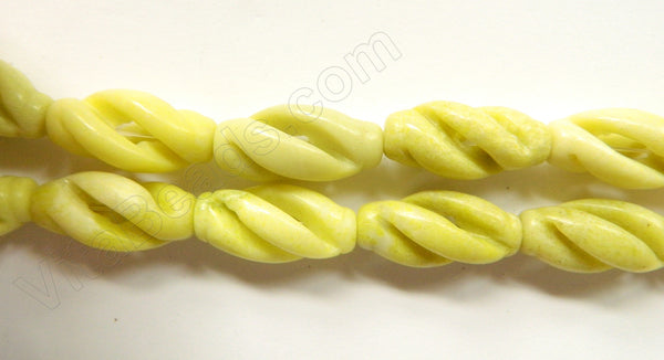 Lemon Chrysoprase  -  Twist Carved Long Lantern  16"