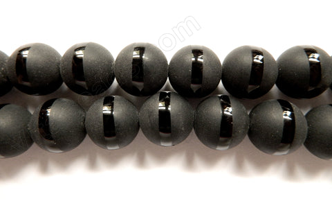 Frosted Black Onyx  -  Line Cut Big Smooth Round 16"