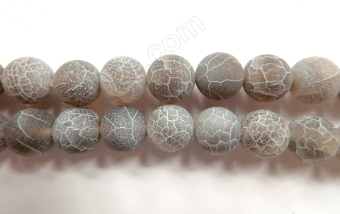 Frosted Grey Fire Agate  -  Big Smooth Round  Beads  16"