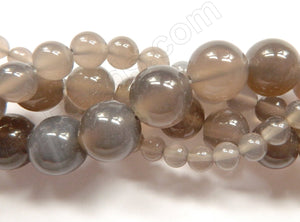 Grey Agate  -  Smooth Round Beads  16"