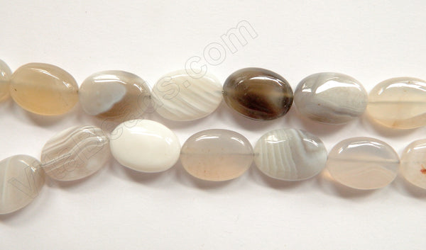 Natural Agate w/ Black  -  Puff Ovals  16"