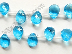 Ocean Crystal Quartz  -  9x12mm Faceted Flat Briolette  10"