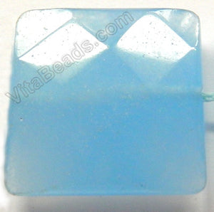 Aquamarine Jade - 30mm Faceted Square Pendant