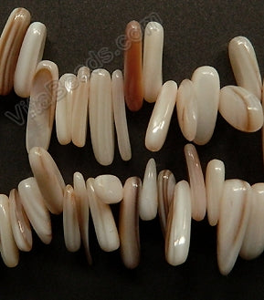 Cream White Shell Pearl  -  Smooth Long Sticks 16"     6 - 20 mm