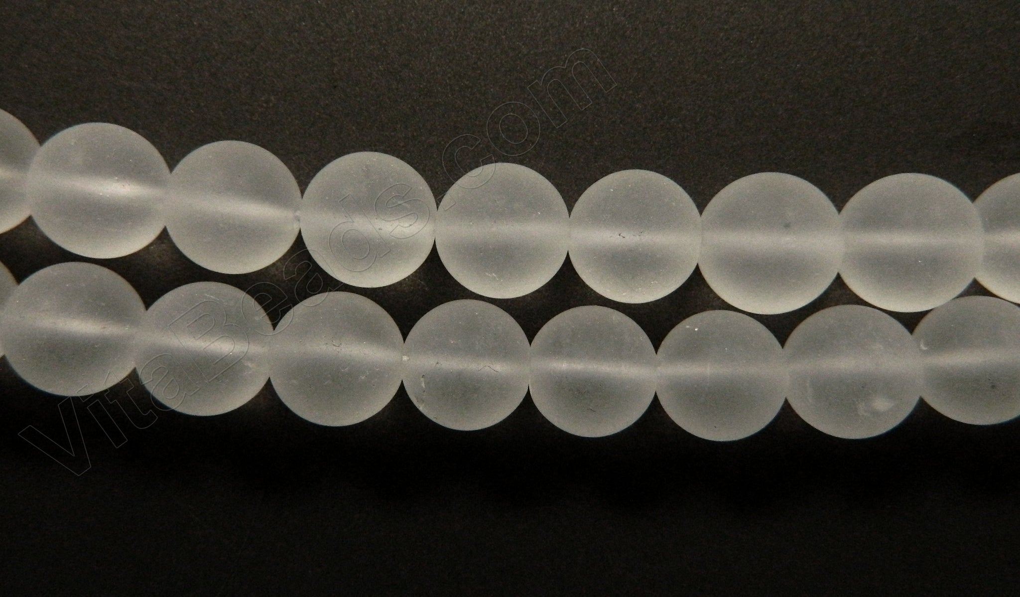 Frosted Crystal Natural AAA  -  Smooth Round Beads 16"