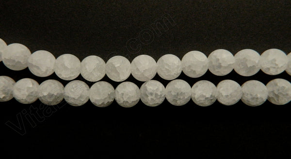 Frosted Explosion Crystal Natural AA  -  Smooth Round Beads 16"