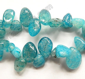 Turquoise Blue Fire Agate  -  Smooth Drop Nuggets 16"