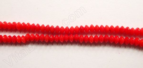 Bright Red Bamboo Coral  -  Smooth Button 16"    5mm