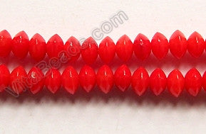 Bright Red Bamboo Coral  -  Smooth Button 16"    5mm