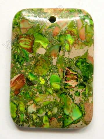 Olive Impression Pyrite AA  -  Smooth Rectangle Pendant