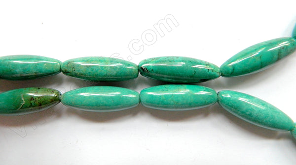 Blue Green Chinese Turquoise  -  Round Long Rice  16"