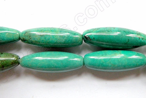 Blue Green Chinese Turquoise  -  Round Long Rice  16"
