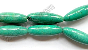 Blue Green Chinese Turquoise  -  Round Long Rice  16"