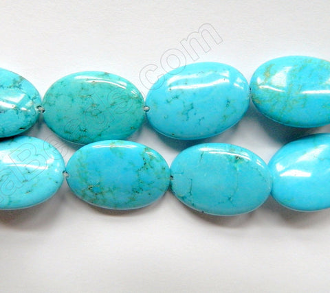 Cracked Blue Chinese Turquoise  -  Puff Ovals  16"