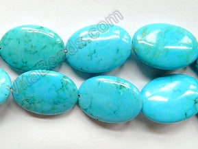 Cracked Blue Chinese Turquoise  -  Puff Ovals  16"