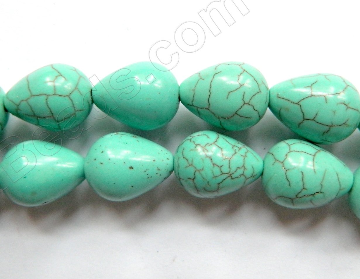 Cracked Chinese Turquoise  -  Smooth Drops 16"