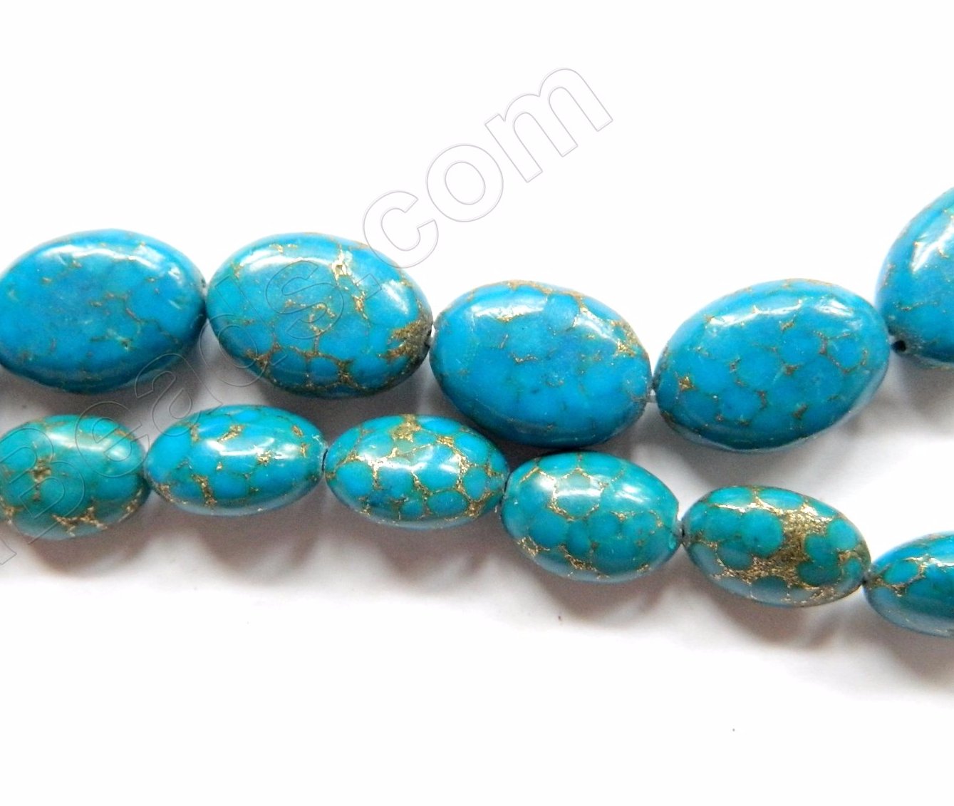 Turquoise Prase Pyrite  -  Puff Ovals  16"