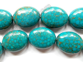 Turquoise Prase Pyrite  -  Puff Ovals  16"