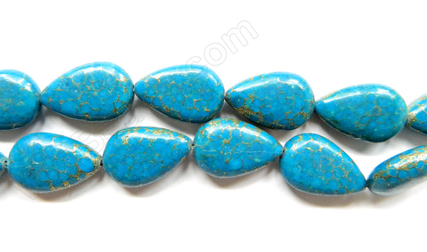 Turquoise Prase Pyrite  -  Puff Drops  16"