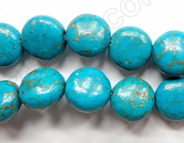 Turquoise Prase Pyrite  -  Puff Coins 16"