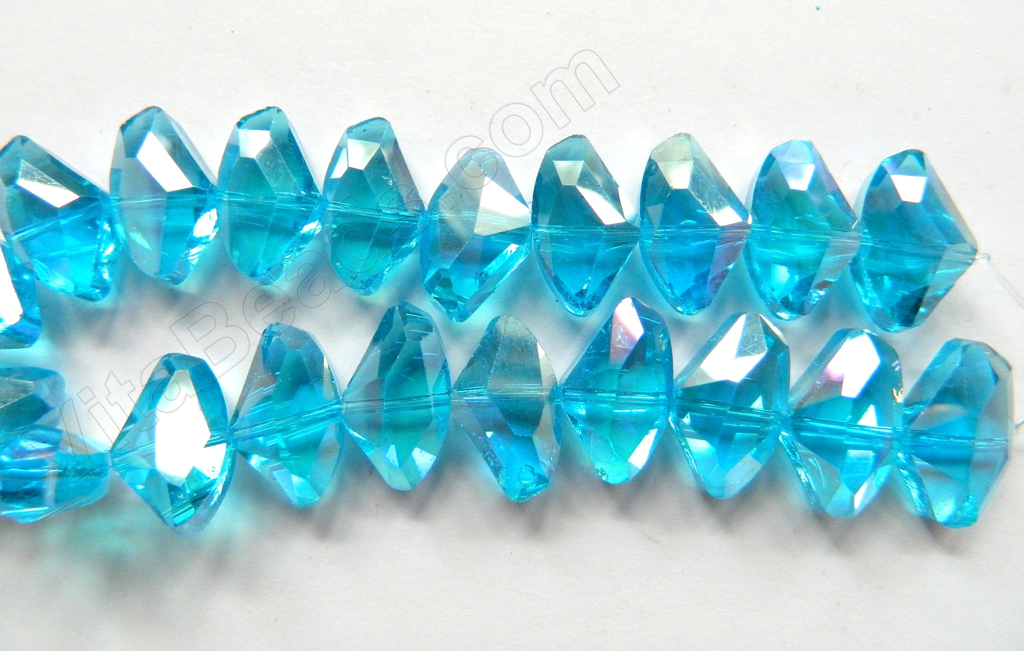 AB Coated Ocean Crystal Quartz  -  Faceted Irregular Flat  8"