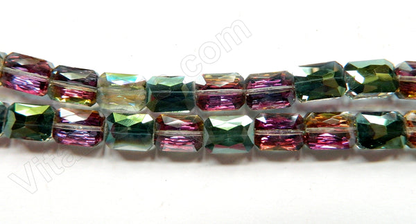 Mystic Green Purple Crystal Quartz  -  Faceted Rectangles 10"