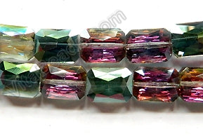 Mystic Green Purple Crystal Quartz  -  Faceted Rectangles 10"