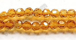 Bright Amber Crystal  -  Faceted Round  16"