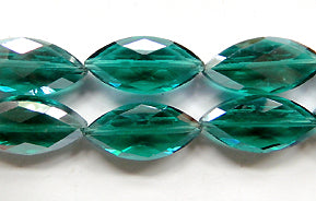 Emerald Crystal Qtz  -  Faceted Horse Eye Ovals 12"