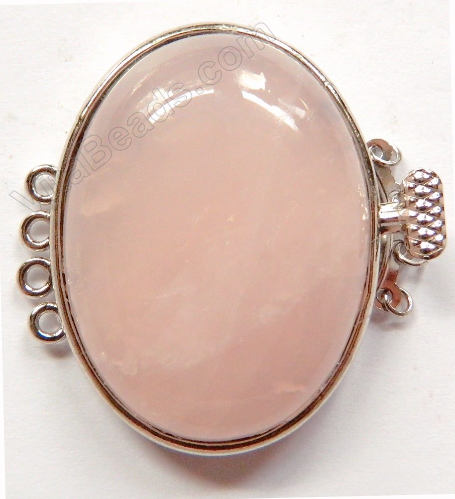 Rose Quartz  Oval Clasp Quadruple Strand