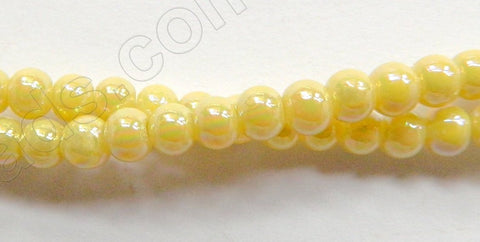 AB Coated Yellow Crystal Qtz  -  Smooth Round  15"