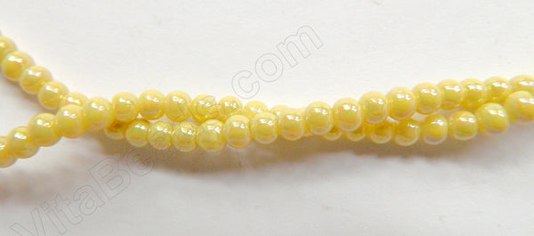 AB Coated Yellow Crystal Qtz  -  Smooth Round  15"