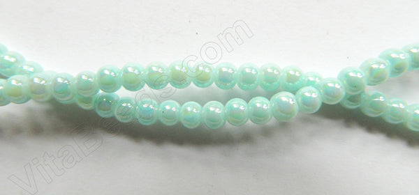 AB Coated Light Green Crystal Qtz  -  Smooth Round  15"