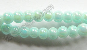 AB Coated Light Green Crystal Qtz  -  Smooth Round  15"
