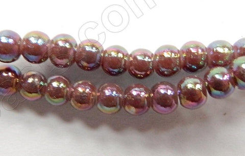 AB Coated Maroon Crystal Qtz  -  Smooth Round  15"