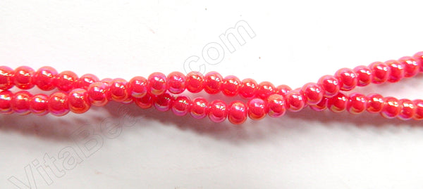 AB Coated Red Crystal Qtz  -  Smooth Round  15"