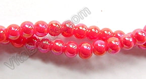 AB Coated Red Crystal Qtz  -  Smooth Round  15"
