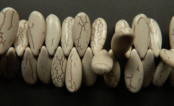 Cracked White Turquoise  -  Smooth Long Briolettes  16"